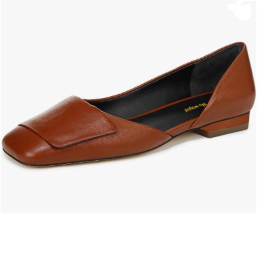 Wo Wagas Brown Pump Side Cut Block Low Heel Square Toe Slip On Working Shoe